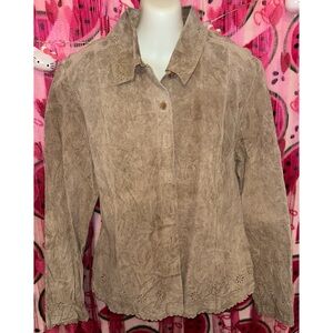 🤎 AMI Collared Button Up Cutout Leather Jacket